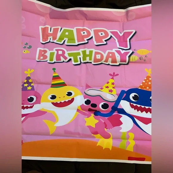 Baby shark birthday backdrop - Picture 3 of 5